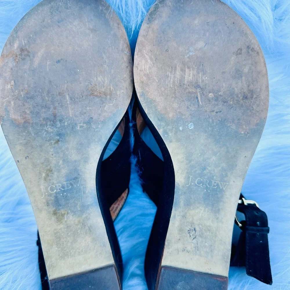 EUC J. Crew Black Wedge Sandals Size 7.5‎
